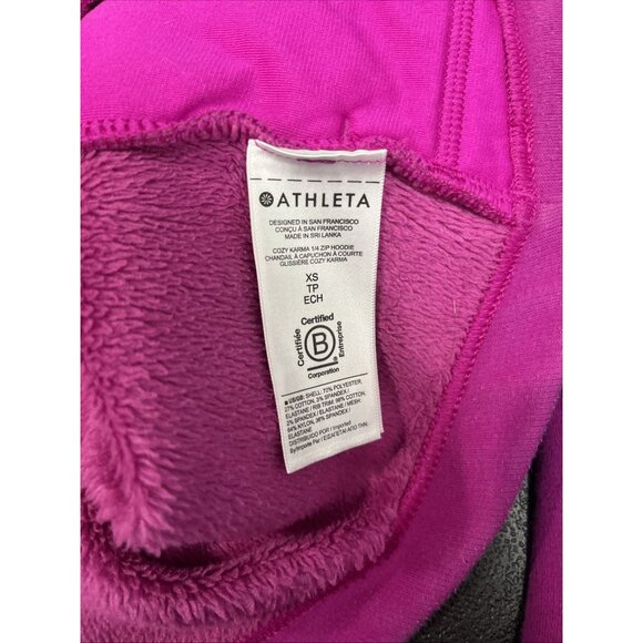 Athleta Cozy Karma Sweater Womens XS Pink 1/4 Zip Hoodie Pullover Fleece Running - Picture 6 of 10
